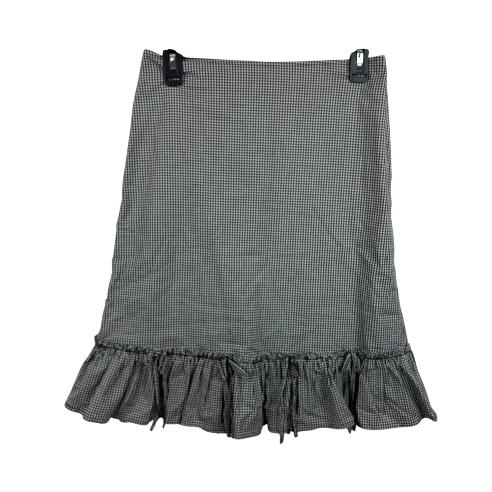 Odille Y2K‎ Coquette Black White Gingham Bow Pencil Flare Skirt Size 4